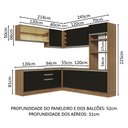 Ver imagem 4 de Armário de Cozinha Completa de Canto 459cm Rustic Preto Glamy Madesa 01