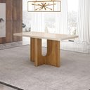 Ver imagem 5 de Mesa de Jantar Dora 160x80 Vidro 40 mm Cinamomo Off White com Kit 6 Cadeiras Veludo Palha - Valdemó