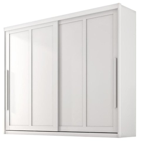 Guarda Roupa Casal 2 Portas de Correr 6 Gavetas MDF Atrane 268 cm Branco Absoluto Zanz