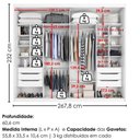 Ver imagem 3 de Guarda Roupa Casal 2 Portas de Correr 6 Gavetas MDF Atrane 268 cm Branco Absoluto Zanz