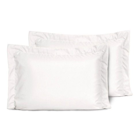 Kit Fronhas Slim com 3 Abas Percal 200 Fios 50cm X 70cm 2 Peças - Branco