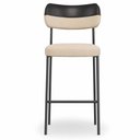 Ver imagem 5 de Kit 2 Banquetas Alta Sala de Jantar Lisa Pés Preto Linho/PU Bege/Preto m² - Monari Design