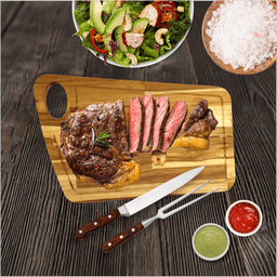 Tabua de Carnes Churrasco Grande Madeira Rústica Teca 26x40 Smart Eco - 3 Tabua de Carnes Churrasco Grande Madeira Rústica Teca 26x40 Smart Eco - 3