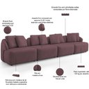 Ver imagem 4 de Sofá 5 Lugares para Sala de Estar Living 388cm Arlo F04 Veludo Lilás - Lyam Decor