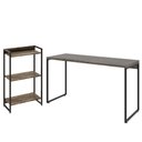 Ver imagem 1 de Kit Estante Areta 3 Prateleiras com Mesa Industrial Aspen 135cm C01 Carvalho Dark - Lyam Decor