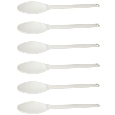 Kit 6 Colheres Grandes para Cozinha Industrial 59cm Plástico Brancas Restaurantes