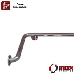 Barra de Apoio Horizontal Inox com Curva - Modelo 02 - Inox 340 - 110x90x12 Cm - 5