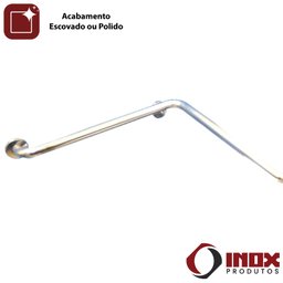 Barra de Apoio Horizontal Inox com Curva - Modelo 02 - Inox 340 - 110x90x12 Cm - 6
