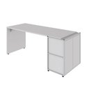 Ver imagem 6 de Mesa Escrivaninha 1,70m Pé Painel C/ 2 Armários Aéreos F5 Cor:cinza