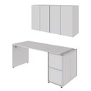 Ver imagem 2 de Mesa Escrivaninha 1,70m Pé Painel C/ 2 Armários Aéreos F5 Cor:cinza