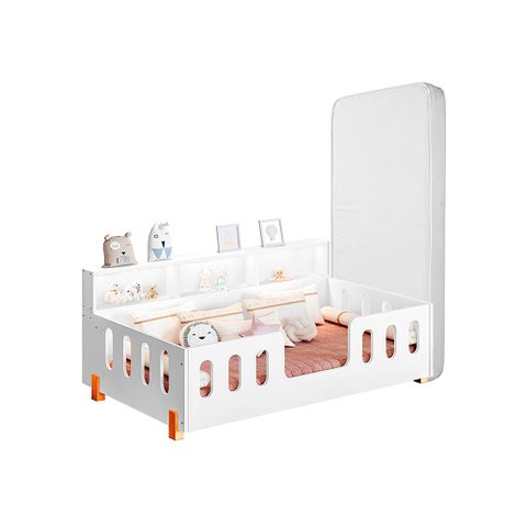 Cama Infantil Montessoriana Nina com Colchão Juvenil LED Nicho Branca Acompanha Lençol Infantil