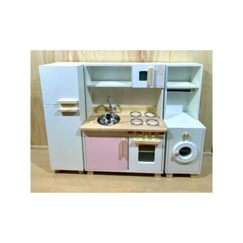 Cozinha Infantil Completa com Lavanderia Rosa