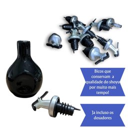 Kit 10 Jarra Porta Shoyu Amassada Sushi Branco com Bico Dosador - 5