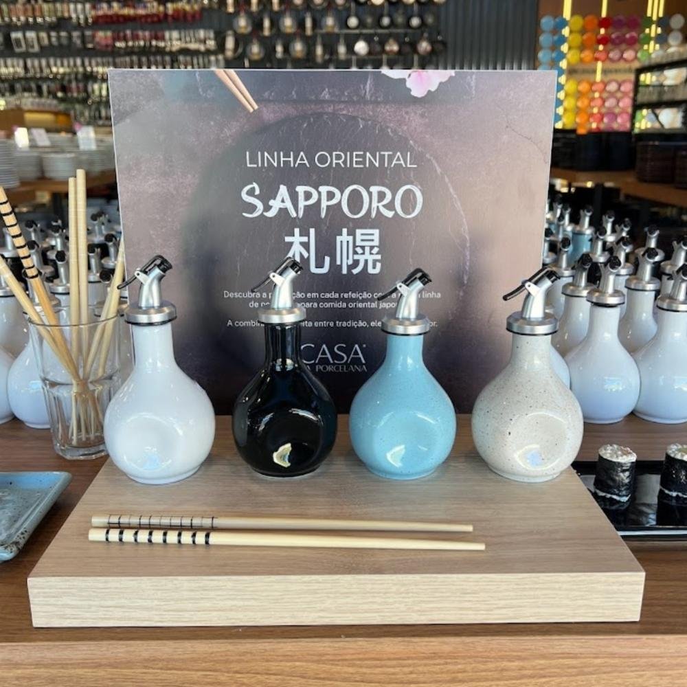 Kit 10 Jarra Porta Shoyu Amassada Sushi Branco com Bico Dosador - 6