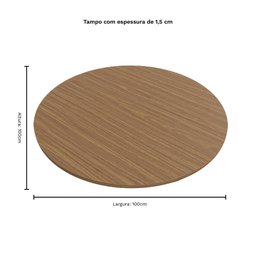 Tampo de Mesa em MDF de 15mm Redondo Freijó 100cm - Rimo - 3