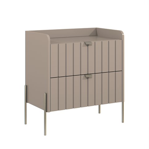 Mesa Cabeceira Retro Industrial Moriah 60cm Gavetas Laqueadas Conect com Champagne