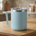 Ver imagem 2 de Caneca Térmica Café 450ml Tampa Aço Inox Parede Dupla Azul