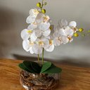 Ver imagem 3 de Arranjo Centro De Mesa 2 Orquídeas Branca Artificial Grande