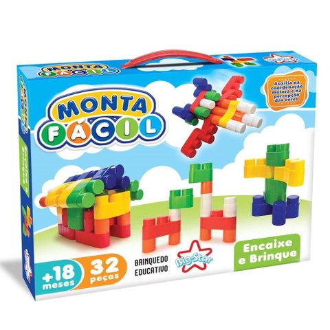 Brinquedo Educativo Monta Fácil 32 Peças Idade +18 Meses Big Star