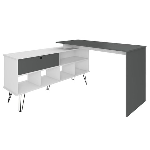 Mesa Escrivaninha em L Estilo Industrial Dhabi A06 - Mpozenato