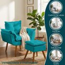 Ver imagem 5 de Kit Poltrona e Puff Alice Decorativa Confortável para Sala Recepção Manicure Quarto Tecido Suede