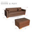 Ver imagem 5 de Sofá Gianni & Puff | Pé Cantoneira & Tecido Acquablock Impermeável | Medida 200cm | Camurça