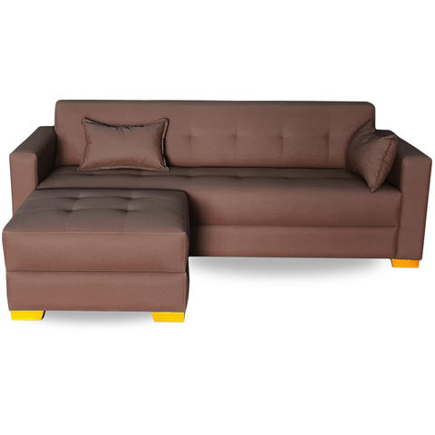 Sofá Gianni & Puff | Pé Cantoneira & Tecido Acquablock Impermeável | Medida 200cm | Camurça