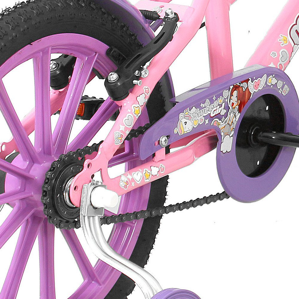 Bicicleta Infantil Aurora Fest Colli Aro-16 Com Freios V-Brake, Rodas de  Apoio e Cestinha - Rosa e Azul