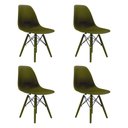 Ver imagem 1 de Conjunto 4 Cadeiras Eames Verde Militar em Polipropileno com Base Tiffany para Sala e Cozinha