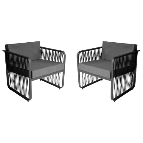 Conjunto 2 Poltronas para Área Externa Santiago em Alumínio e Corda Náutica Acesse Móveis