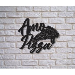 Painel Decorativo Amo Pizza Gourmet Forno a Lenha e Cozinha - 2