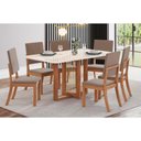 Ver imagem 1 de Conjunto: Mesa Sala Jantar Natalí C/ Tampo Madeirado C/ Vidro Curvo 160x90cm e 6 Cadeiras Milla