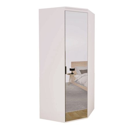 Guarda Roupa de Canto 45 Porta Espelhada Modular MDF Lotus Belmax:Branco