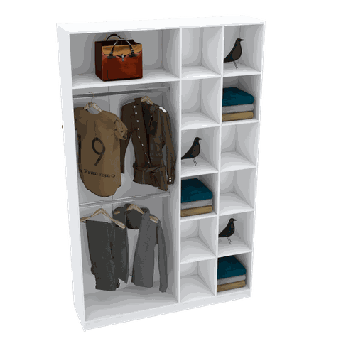 MÓDULO CLOSET NICHOS E CABIDEIRO DUPLO L150XP40XA240 M363.B MUNDI MOVEIS
