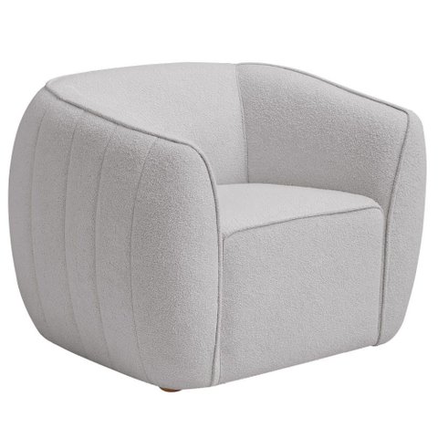 Poltrona Decorativa Premium Provença Bouclé Cinza Claro - Nexta Casa