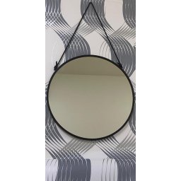 Espelho Redondo Com Alça Preto 40cm - 3