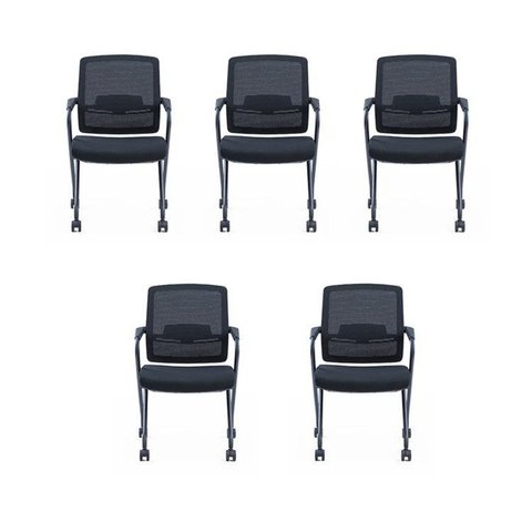 Kit com 5 Cadeiras Escritório Hotel Auditório com Rodízio Gravi Ch-357C-2X Preto