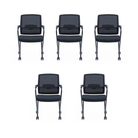 Kit com 5 Cadeiras Escritório Hotel Auditório com Rodízio Gravi Ch-357C-2X Preto