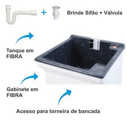 Tanque de Lavanderia em Fibra 20l para Torneira de Bancada Cor:preto - 3