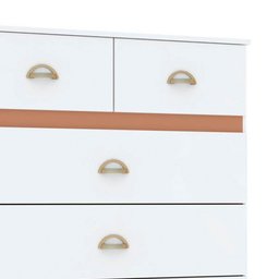 Cômoda 5 Gavetas Estilo Retrô 91cm Ziza V02 Branco/Camarim - Mpozenato - 6