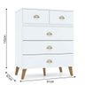 Cômoda 5 Gavetas Estilo Retrô 91cm Ziza V02 Branco/Camarim - Mpozenato - 4