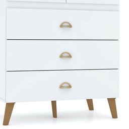 Cômoda 5 Gavetas Estilo Retrô 91cm Ziza V02 Branco/Camarim - Mpozenato - 5
