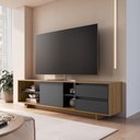 Ver imagem 2 de Rack TV até 65" 180cm Nichos 2 Gavetas e Porta Linea Cor Mel/Grafite - Prodecor