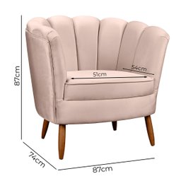 Poltrona Decorativa Ariel Petala com Pés de Madeira - Star Confort - 3