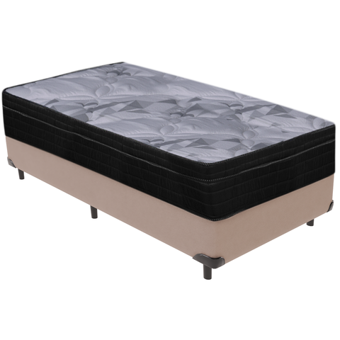 Cama Box e Colchão Airtech Pampa Molas Ensacadas Solteiro Ortobom: Bege