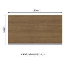 Armário De Cozinha Aéreo 100% MDF 120 cm 2 Portas Branco/Rustic Acordes Madesa - 3