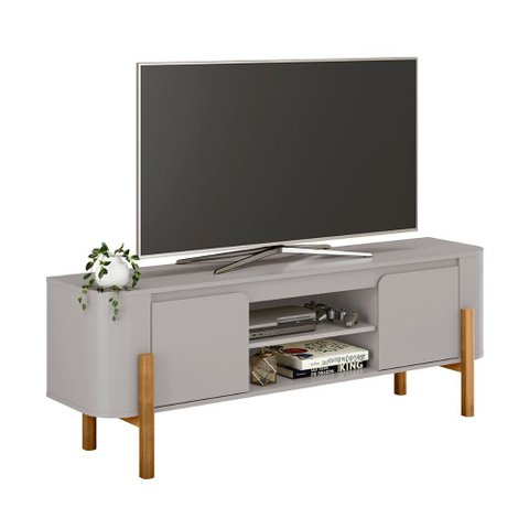 Rack Camburi Sala Tv até 65 Polegadas com Pés Madeira Maciça Off White
