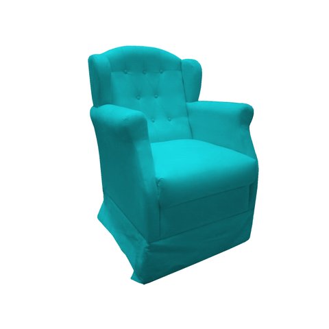 Poltrona Cadeira De Amamentação Com Balanço Manu Suede Azul Tifany Mz Decor