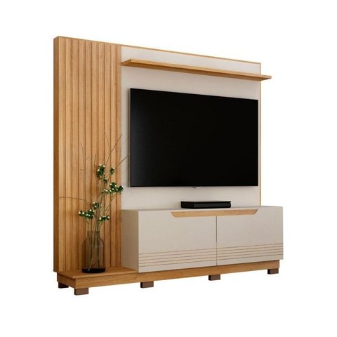 Estante Home Theater Santiago para Tv Off White/cinamomo Valdemóveis