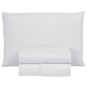 Roupa de Cama Solteiro 400 Fios 3 Peças Hotel Pousada Macio Acetinado:branco